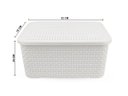 Ver imagem 2 de Kit 2 Caixas Organizadoras Rattan de Plástico Resistente Médio Cesto Com Tampa Capacidade 8 Litros C
