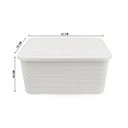 Ver imagem 2 de Kit 2 Caixas Organizadoras Rattan de Plástico Resistente Médio Cesto Com Tampa Capacidade 8 Litros C