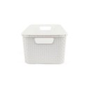 Ver imagem 4 de Kit 2 Caixas Organizadoras Rattan de Plástico Resistente Médio Cesto Com Tampa Capacidade 8 Litros C
