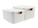 Ver imagem 1 de Kit 2 Caixas Organizadoras Rattan de Plástico Resistente Médio Cesto Com Tampa Capacidade 8 Litros C