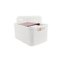 Ver imagem 3 de Kit 2 Caixas Organizadoras Rattan de Plástico Resistente Médio Cesto Com Tampa Capacidade 8 Litros C