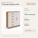 Ver imagem 3 de Cômoda Sapateira Slim 5 Gavetas e 1 Porta Cinamomo Off White Formimóveis