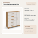 Ver imagem 4 de Cômoda Sapateira Slim 5 Gavetas e 1 Porta Cinamomo Off White Formimóveis