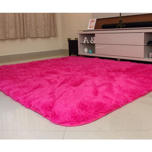 Tapete de Sala Felpudo Peludo Antiderrapante 1,00M x 1,40M - Pink Liso - 1