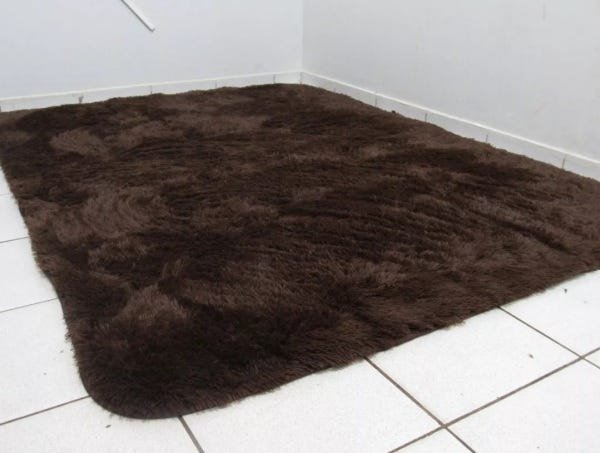 Tapete de Sala Felpudo Peludo Antiderrapante 1,00m X 1,40m - Tabaco Liso - 1