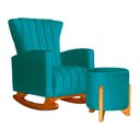 Ver imagem 1 de Poltrona Balanço C/ Puff Melinda Suede Azul Turquesa - Lm Decor