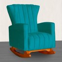 Ver imagem 2 de Poltrona Balanço C/ Puff Melinda Suede Azul Turquesa - Lm Decor