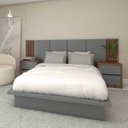Ver imagem 1 de Cama Casal 2 Mesas C/ 2 Gavetas e Cabeceira sob Medida Mdf Cor:nogueira Cadiz com Cinza Sagrado