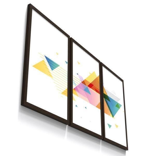 Kit 3 Quadro Decorativo Escandinavo Triangulos Geometrico - 1