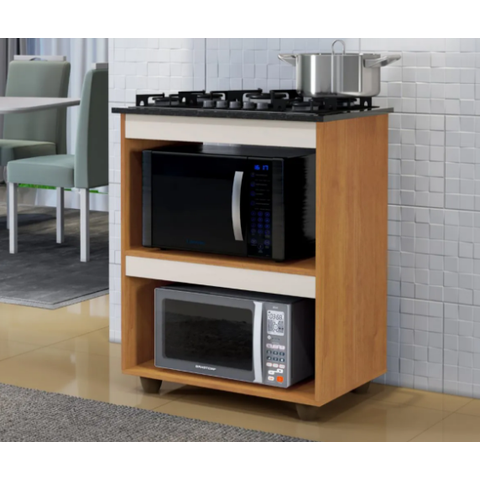 Balcão para Cooktop e Forno Turim Kaiki Móveis - Nature/off