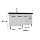 Ver imagem 5 de Gabinete de Cozinha Branco Amário Pia Balcão 144cm 100% Mdf:branco