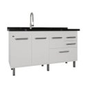 Ver imagem 1 de Gabinete de Cozinha Branco Amário Pia Balcão 144cm 100% Mdf:branco