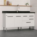 Ver imagem 2 de Gabinete de Cozinha Branco Amário Pia Balcão 144cm 100% Mdf:branco