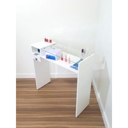 Mesa Manicure Esmalteiro Porta Toalha Tampo Vidro Gaveta - 4