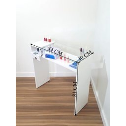Mesa Manicure Esmalteiro Porta Toalha Tampo Vidro Gaveta - 5