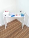 Ver imagem 6 de Mesa Manicure Esmalteiro Porta Toalha Tampo Vidro Gaveta