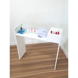Mesa Manicure Esmalteiro Porta Toalha Tampo Vidro Gaveta - 2