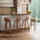 Ver imagem 2 de Kit 4 Banquetas Altas Modernas Linho Apoio P/ Pés Terracota