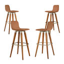 Ver imagem 3 de Kit 4 Banquetas Altas Modernas Linho Apoio P/ Pés Terracota