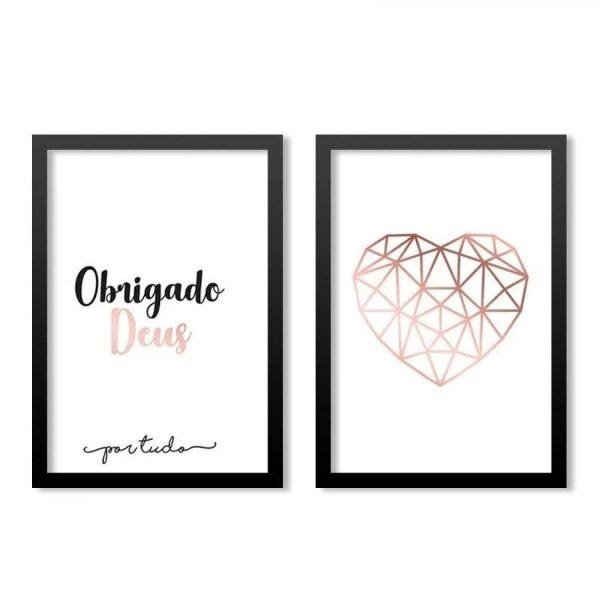 Conjunto 2 Quadros Decorativos Obrigado Deus Por Tudo Los Quadros - 1