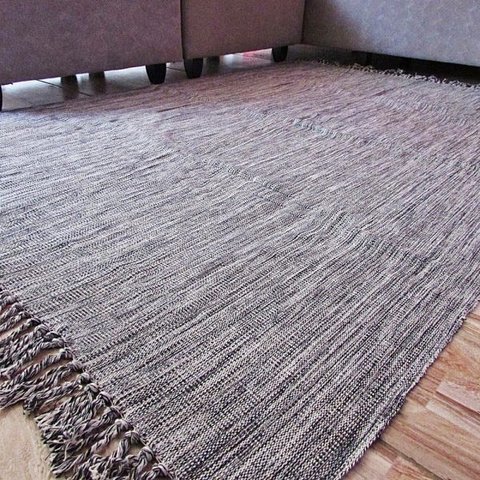 Tapete Cinza Mesclado 2,00 x 1,50 Sala Artesanal em Algodão