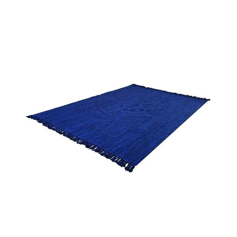 Tapete Azul 2,00 x 1,50 Sala Quarto Artesanal em Algodão Liso
