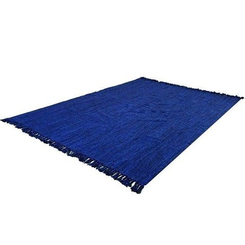 Tapete Azul 2,00 x 1,50 Sala Quarto Artesanal em Algodão Liso