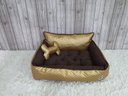 Ver imagem 4 de Cama P Dourado e Marrom Pet Colchão para Cachorro Caminha P Caes e Gatos Personalizada com Nome