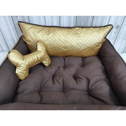 Cama P Dourado e Marrom Pet Colchão para Cachorro Caminha P Caes e Gatos Personalizada com Nome - 6