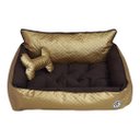 Ver imagem 1 de Cama P Dourado e Marrom Pet Colchão para Cachorro Caminha P Caes e Gatos Personalizada com Nome