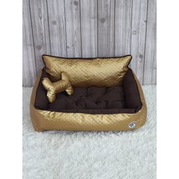 Cama P Dourado e Marrom Pet Colchão para Cachorro Caminha P Caes e Gatos Personalizada com Nome - 3