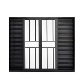 Veneziana de Correr 6 Folhas C/grade Aluminio Preto 1.00 X 2.00 Linha Modular - Hale - 1