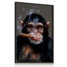 Quadro Vidro Macaco Monkey Mafioso 43x63 Sala Escritório - 1