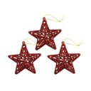 Ver imagem 1 de Kit 3 Estrelas Natal Arabesco Vazada Tridimensional Glitter Vermelho 9cm - Magizi