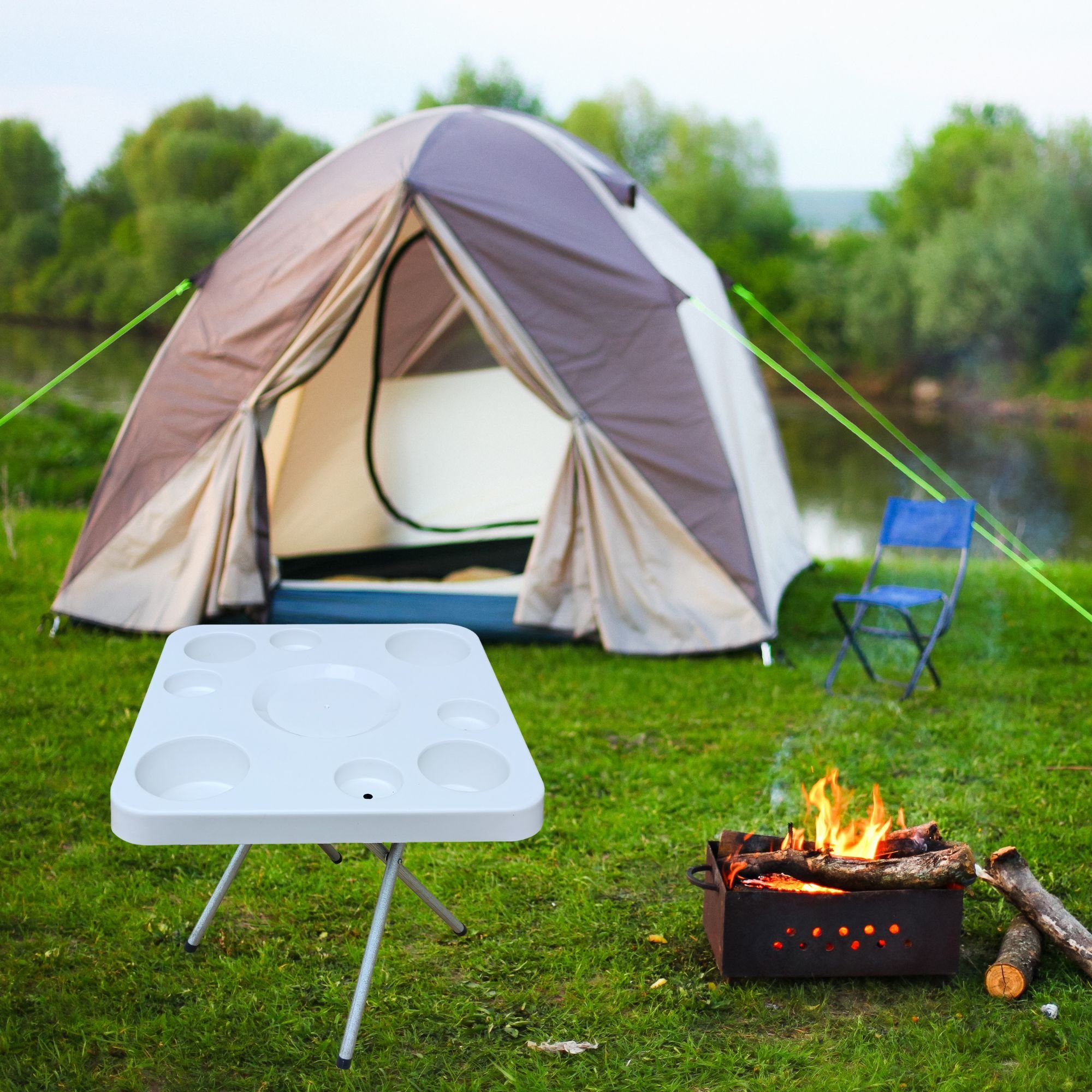 Mesa Dobrável para Petiscos Praia e Camping 44 Cm de Altura:amarelo - 9