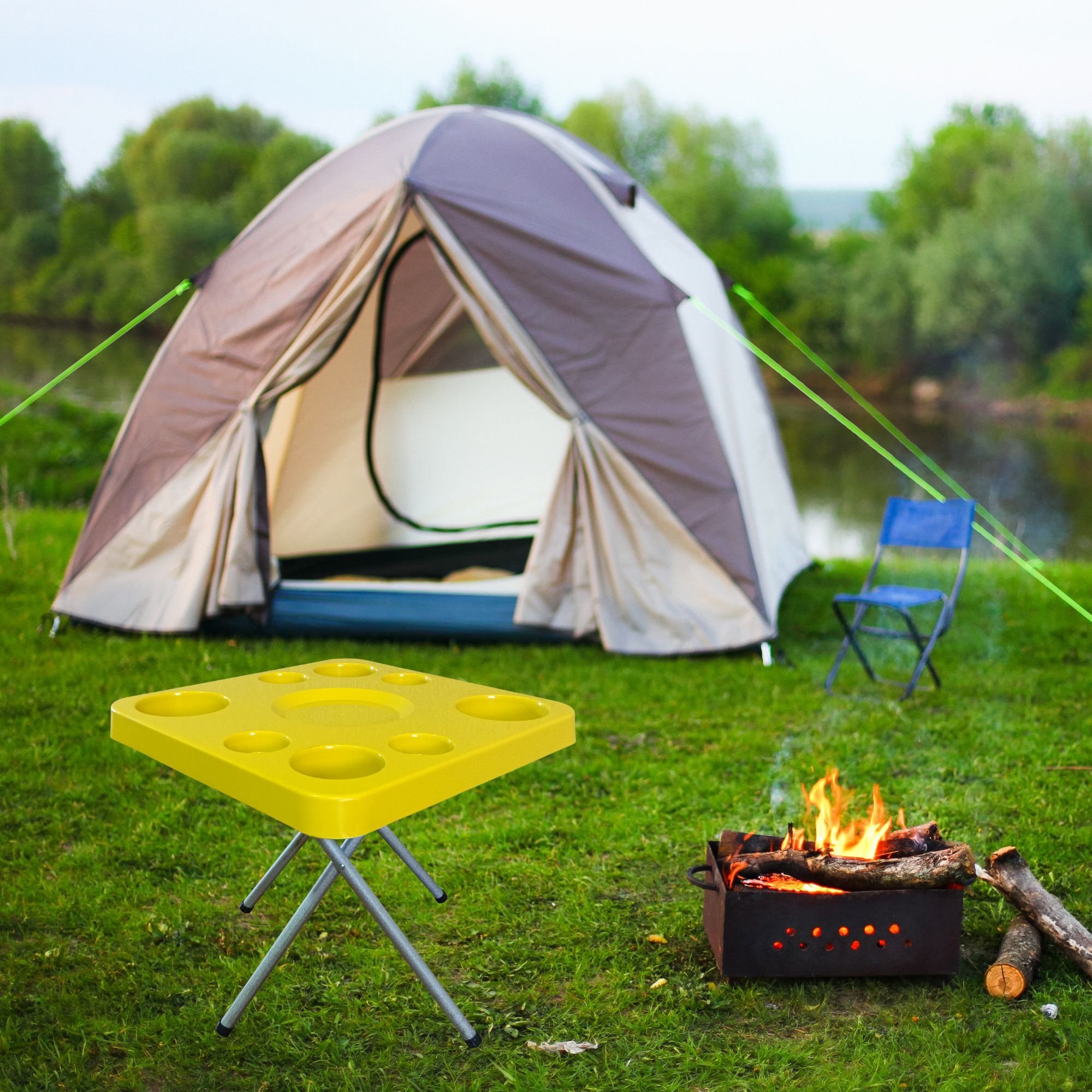 Mesa Dobrável para Petiscos Praia e Camping 44 Cm de Altura:amarelo - 4