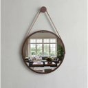 Ver imagem 2 de Espelho Redondo Decorativo Suspenso com Alça 50cm - Cores - Marrom Alça Caramelo