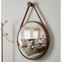 Ver imagem 1 de Espelho Redondo Decorativo Suspenso com Alça 50cm - Cores - Marrom Alça Caramelo