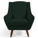 Ver imagem 2 de Poltrona Decorativa Fixa Pés de Madeira Juliet D02 Linho Verde C-117 - Lyam Decor