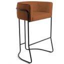 Ver imagem 2 de Kit 03 Banquetas Decorativas Fixa Base de Aço Preto Betina D02 Veludo Telha C-262 - Lyam Decor