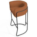 Ver imagem 4 de Kit 03 Banquetas Decorativas Fixa Base de Aço Preto Betina D02 Veludo Telha C-262 - Lyam Decor