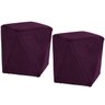 Kit 2 Puffs Decorativo para Sala de Estar Ametista D02 Veludo Roxo Grape B-292 - 1