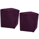Ver imagem 1 de Kit 2 Puffs Decorativo para Sala de Estar Ametista D02 Veludo Roxo Grape B-292