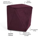 Ver imagem 4 de Kit 2 Puffs Decorativo para Sala de Estar Ametista D02 Veludo Marsala C-278