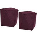 Ver imagem 1 de Kit 2 Puffs Decorativo para Sala de Estar Ametista D02 Veludo Marsala C-278