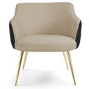 Ver imagem 3 de Kit 2 Poltronas Pés Palito D'Ouro Jade D02 Linho Bege C-129 Tressê Corano Preto - Lyam Decor