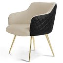 Ver imagem 2 de Kit 2 Poltronas Pés Palito D'Ouro Jade D02 Linho Bege C-129 Tressê Corano Preto - Lyam Decor