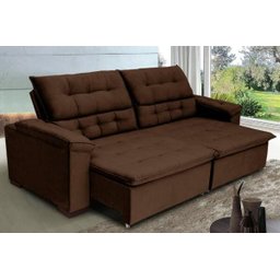 Sofá Retrátil e Reclinável 2,44m Molas Bonnel Suede Arezzo - 1