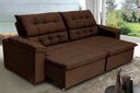 Ver imagem 1 de Sofá Retrátil e Reclinável 2,44m Molas Bonnel Suede Arezzo