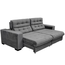 Sofá Retrátil e Reclinável 2,10m 3 Lugares Molas Ensacadas Pillow Top Suede New Califórnia - 1